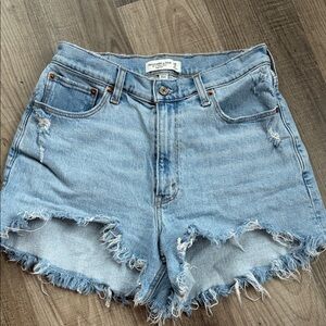 Abercrombie & Fitch Light Blue Frayed Jean Shorts